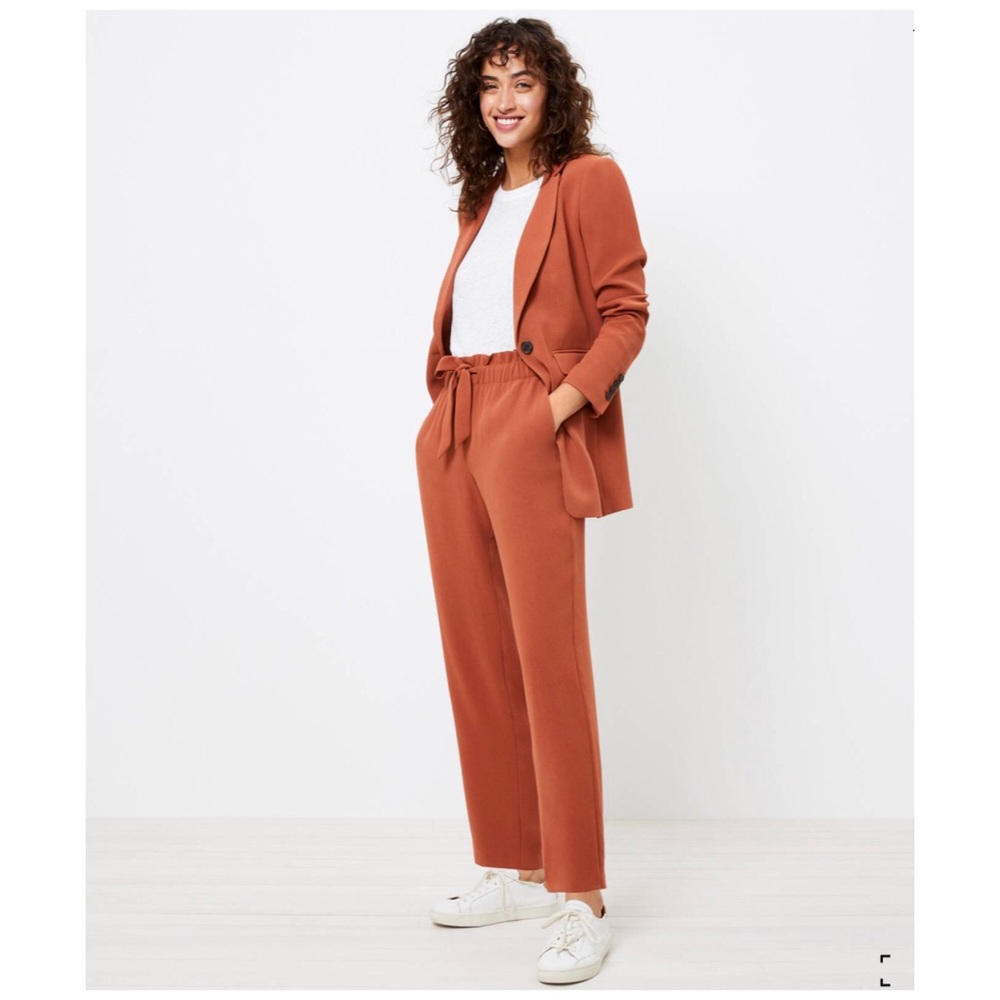 LOFT Petite Tie Waist Tapered Pants In Crepe